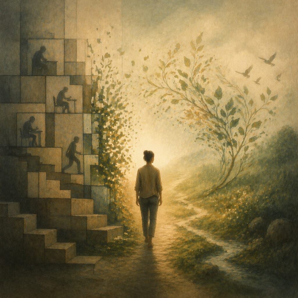 A symbolic image of individuation emerging through the transformation of drivers in Transactional Analysis.